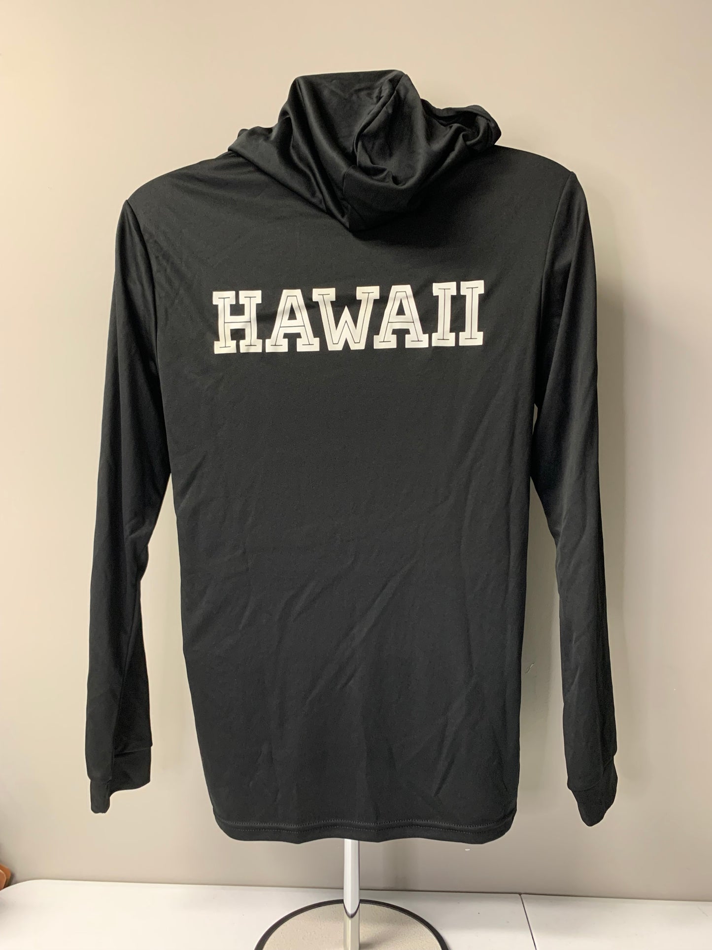 EVERY DAY ALOHA BLACK DRI FIT HOODIE  ( HAWAII on back)