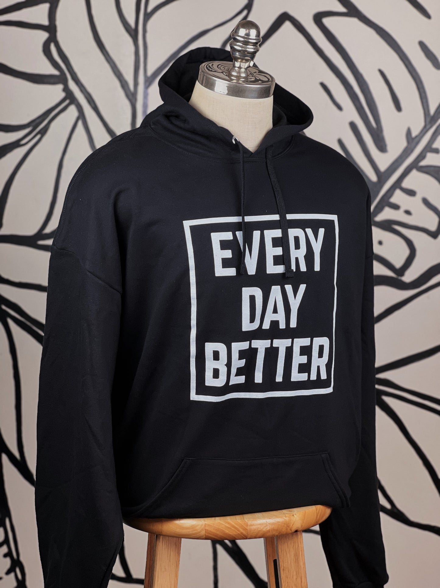 Black w/ White Every Day BETTER  Box Logo Hoodie